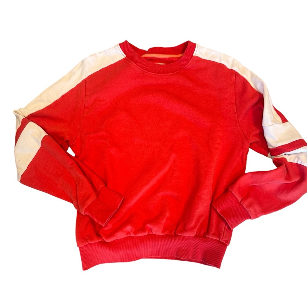 Grey State Red and White Crewneck Sweater, Size 1, Cotton Sweater, Easy Wear
